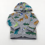 Animals Grey Zip Through Hoodie - Boys 9-12 Months