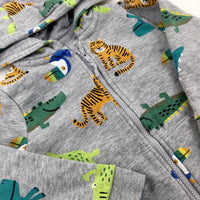 Animals Grey Zip Through Hoodie - Boys 9-12 Months