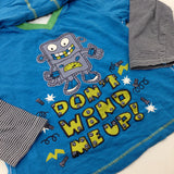 'Don't Wind Me Up!' Robot Blue Hooded Long Sleeve Top - Boys 4-5 Years