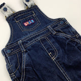 'Smile' Dark Blue Denim Dungarees - Boys 9-12 Months