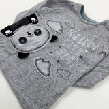 'Hello! Let's Play' Panda Appliqued Grey Long Sleeve Top - Boys 9-12 Months