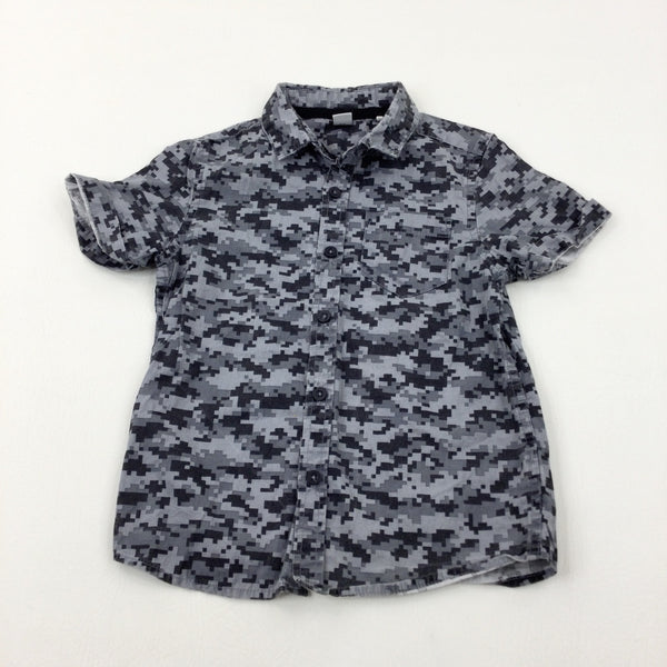 Camouflage Charcoal Grey Short Sleeve Shirt - Boys 4-5 Years