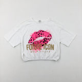 'Future Icon' Lips White Cropped T-Shirt - Girls 11-12 Years