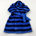 Navy Striped Fluffy Dressing Gown - Boys 4-5 Years