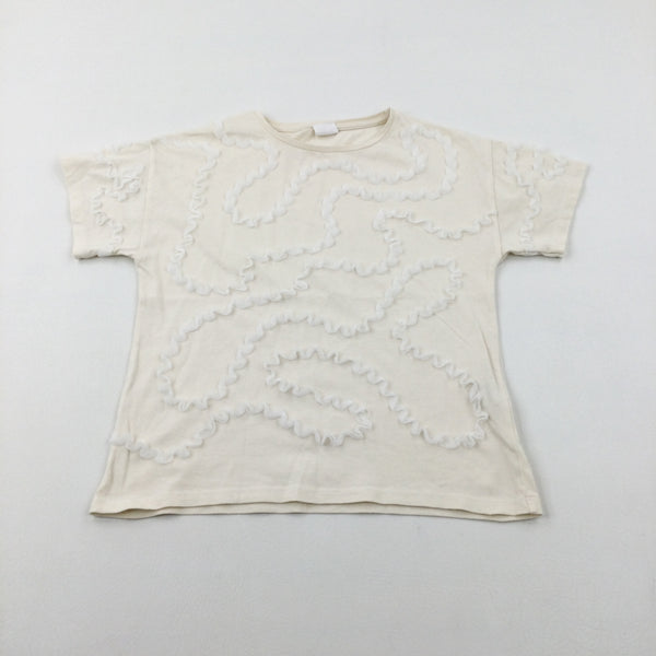 Patterned Lace Cream T-Shirt - Girls 11-12 Years