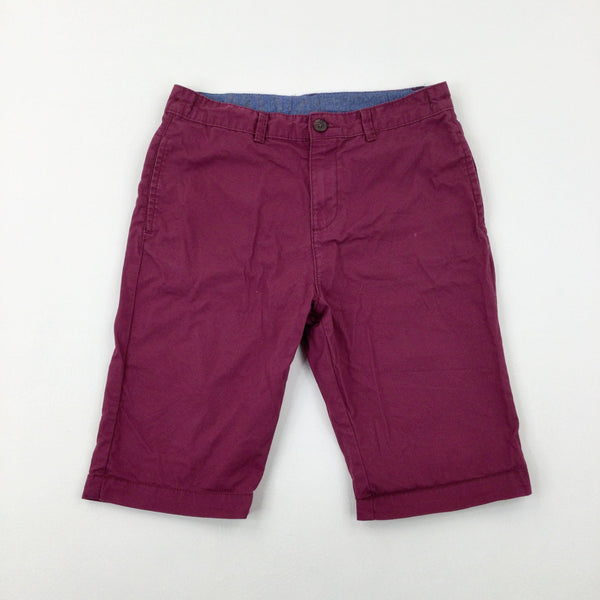 Burgundy Shorts With Adjustable Waist - Boys 12-13 Years