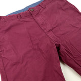 Burgundy Shorts With Adjustable Waist - Boys 12-13 Years