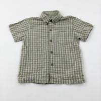 Green Checked Short Sleeve Shirt - Boys 12-18 Months