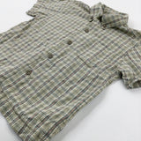 Green Checked Short Sleeve Shirt - Boys 12-18 Months