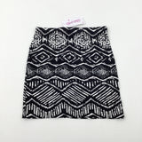 **NEW** Patterned Black & White Mini Skirt - Girls 12-13 Years