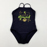 'I'm Really A Mermaid' Black Swimming Costume - Girls 12-13 Years