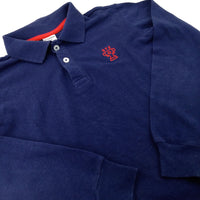 'BYS' Motif Navy Long Sleeve Polo Shirt - Boys 5-6 Years