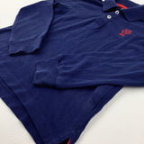 'BYS' Motif Navy Long Sleeve Polo Shirt - Boys 5-6 Years