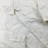 White Linen Mix Long Sleeve Shirt - Boys 18-24 Months