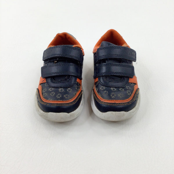 8G Paw Prints Navy & Orange Shoes - Boys - Shoe Size 8