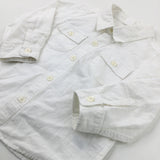 White Linen Mix Long Sleeve Shirt - Boys 18-24 Months