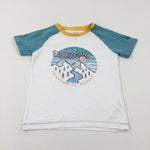 'Explore' Mountains & Sunset White T-Shirt - Boys 5-6 Years