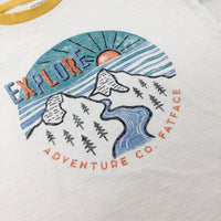 'Explore' Mountains & Sunset White T-Shirt - Boys 5-6 Years