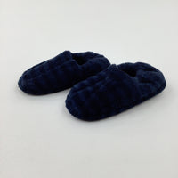 Navy Striped Fluffy Slippers - Boys - Shoe Size 10-11