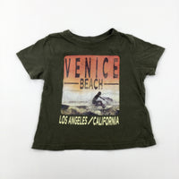 'Venice Beach' Surfing Khaki T-Shirt - Boys 2-3 Years