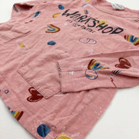 'Workshop' Paint & Rainbows Pink Long Sleeve Top - Girls 5-6 Years