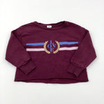 'Love' Burgundy Cropped Sweatshirt - Girls 5-6 Years