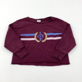 'Love' Burgundy Cropped Sweatshirt - Girls 5-6 Years