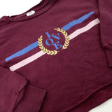 'Love' Burgundy Cropped Sweatshirt - Girls 5-6 Years