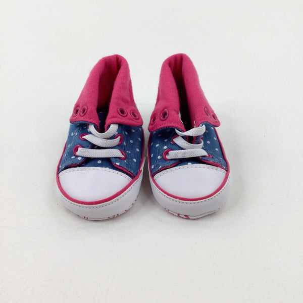 Spotty Pink & Blue Baby Shoes - Girls - Shoe Size 1