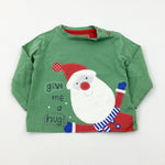 'Give Me A Hug' Father Christmas Green Long Sleeve Top - Boys 6-9 Months