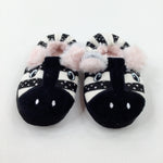 Sequinned Zebra Black & White Slippers - Girls - Shoe Size 10-11