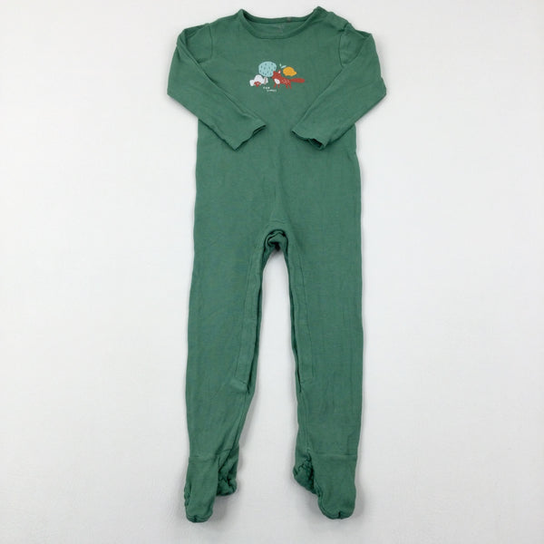 'Fun Times' Woodland Animals Green Babygrow - Boys 2-3 Years