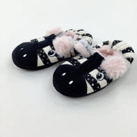 Sequinned Zebra Black & White Slippers - Girls - Shoe Size 10-11