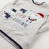 'My First Christmas' Father Christmas Appliqued Cream Long Sleeve Top - Boys/Girls 9-12 Months