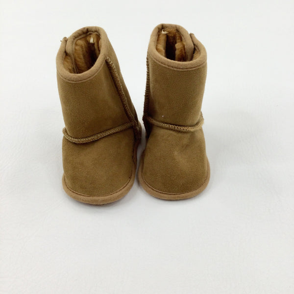 Flowers Embroidered Brown Baby Boots - Girls - Shoe Size 3