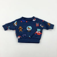 'Merry Xmas' Presents & Holly Blue Sweatshirt - Boys 3-6 Months