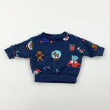 'Merry Xmas' Presents & Holly Blue Sweatshirt - Boys 3-6 Months