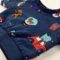 'Merry Xmas' Presents & Holly Blue Sweatshirt - Boys 3-6 Months