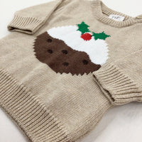 Christmas Pudding Beige Knitted Jumper - Boys/Girls - Newborn