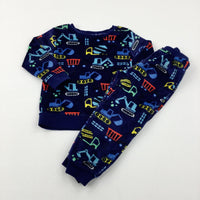 Diggers Navy Velour Pyjamas - Boys 2-3 Years