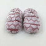Hearts Pink Fluffy Slippers - Girls - Shoe Size 3-4