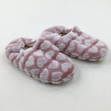 Hearts Pink Fluffy Slippers - Girls - Shoe Size 3-4