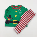 'Santa's Little Helper' Christmas Elf Green & Red Pyjamas - Boys/Girls 3-6 Months