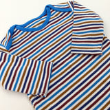 Navy & Burgundy Striped Bodysuit - Boys Newborn