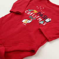 'My First Christmas Eve' Penguin Red Long Sleeve Bodysuit - Boys/Girls 3-6 Months