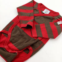 Red & Brown Striped Bodysuit - Boys Newborn