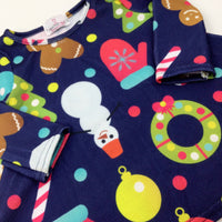 Gingerbread Men & Candy Canes Blue Dress - Girls 3-6 Months