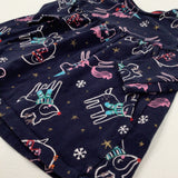 Reindeer & Penguins Navy Jersey Dress - Girls 3-6 Months