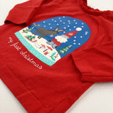 'My First Christmas' Santa & Donkey Red Long Sleeve Top - Boys/Girls 3-6 Months