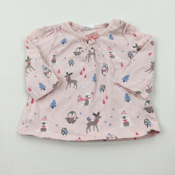 Penguins & Polar Bears Pink Long Sleeve Top - Girls - Newborn